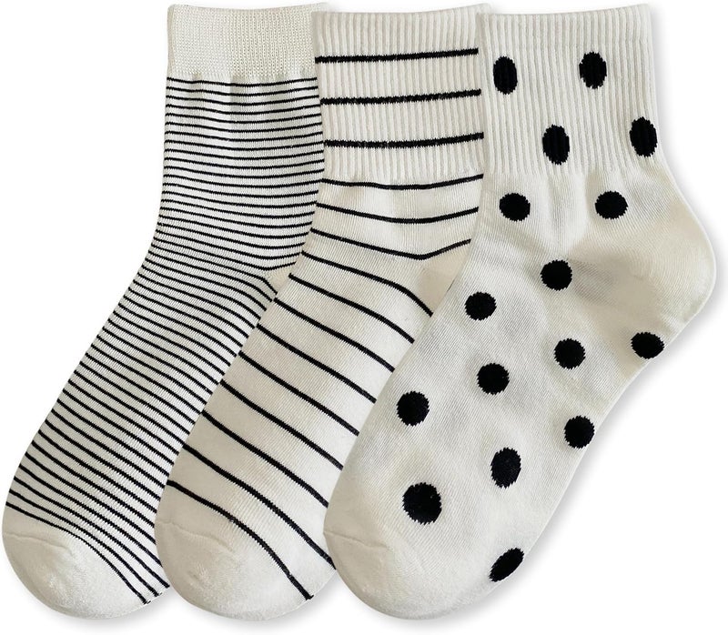 Arukora Store Women's Polka Dot & Striped Crew Cute Ankle Socks Size 5-9 - Image 1